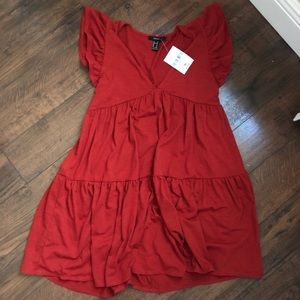 NWT Forever21 Baby Doll Tier Ruffle Dress in Rust